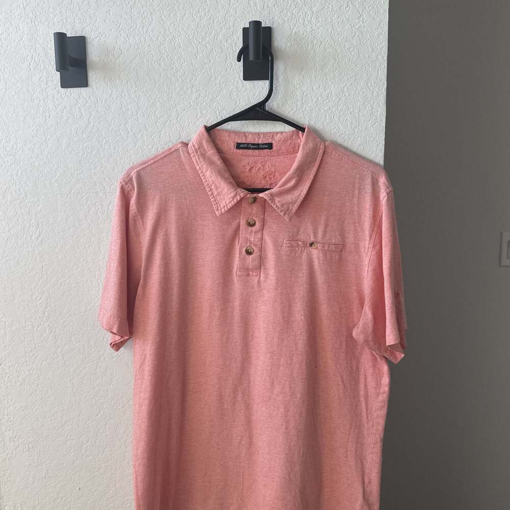 Pink Polo Shirt Men's Size Medium 100% Organic Cotton
